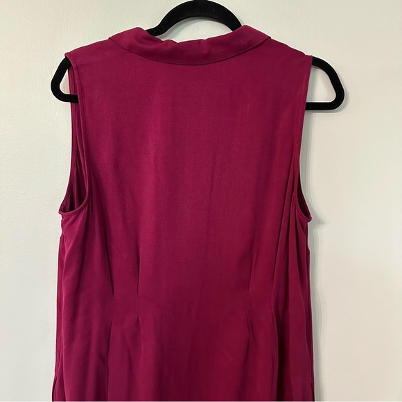 J. Jill Magenta Sleeveless V-Neck Lapel Collar Button Front Midi Dress Sz M GUC - Picture 8 of 9